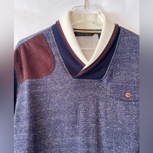 SEAN JOHN Mixed Patch Cowl Neck Sweater EUC - Picture 3 of 6